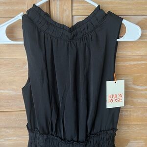 Knox Rose Black Sleeveless Ruffled Neck Dress